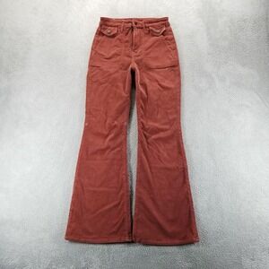 American Eagle Pants Womens 2 Red Corduroy Flare Super Stretch Utility Boho